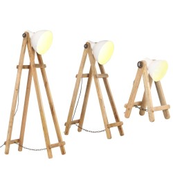 Lampadaires 3 pcs Blanc E27 Bois de manguier massif 