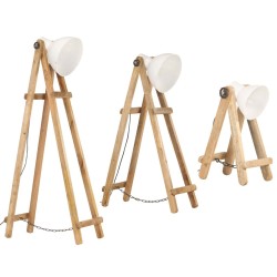 Lampadaires 3 pcs Blanc E27 Bois de manguier massif 