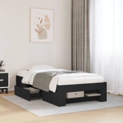 Cadre de lit sans matelas noir 100x200 cm bois d'ingénierie 