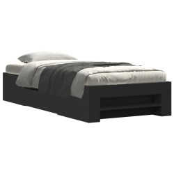 Cadre de lit sans matelas noir 100x200 cm bois d'ingénierie 