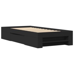 Cadre de lit sans matelas noir 100x200 cm bois d'ingénierie 