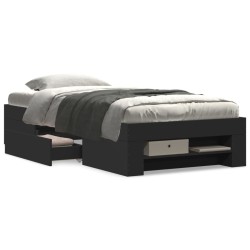 Cadre de lit sans matelas noir 100x200 cm bois d'ingénierie 