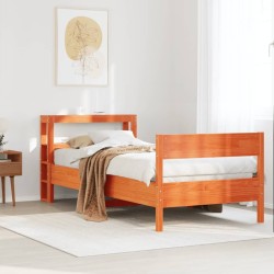 Cadre de lit sans matelas cire marron 75x190 cm bois pin massif 