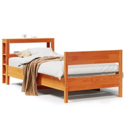 Cadre de lit sans matelas cire marron 75x190 cm bois pin massif 