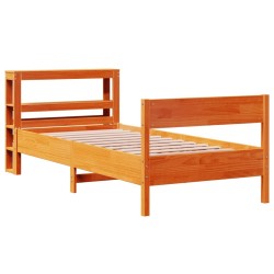 Cadre de lit sans matelas cire marron 75x190 cm bois pin massif 