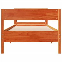 Cadre de lit sans matelas cire marron 75x190 cm bois pin massif 