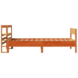 Cadre de lit sans matelas cire marron 75x190 cm bois pin massif 