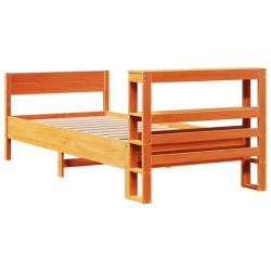 Cadre de lit sans matelas cire marron 75x190 cm bois pin massif 