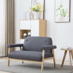 Canapé à 2 places Tissu Gris foncé 