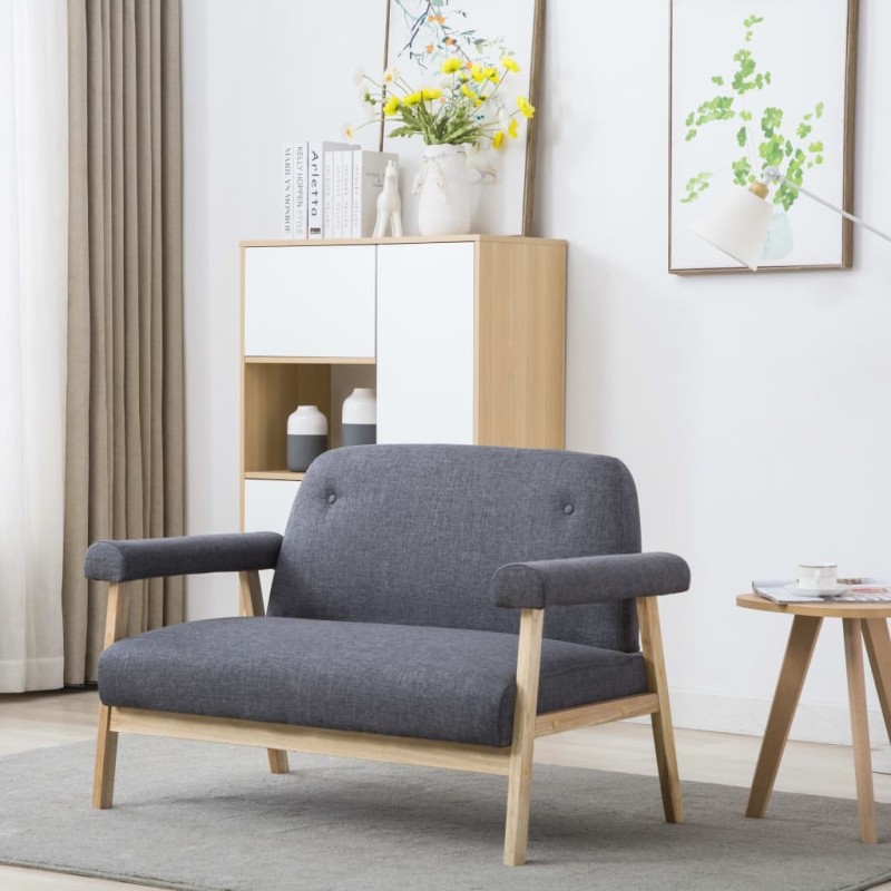 Canapé à 2 places Tissu Gris foncé Canapé à 2 places Tissu Gris foncé