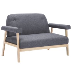 Canapé à 2 places Tissu Gris foncé 