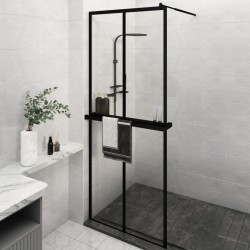 Paroi de douche avec étagère Noir 80x195 cm Verre ESG&Aluminium 