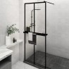 Paroi de douche avec étagère Noir 80x195 cm Verre ESG&Aluminium 