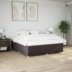 Cadre de lit sans matelas marron foncé 200x200 cm tissu 