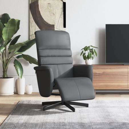 Fauteuil inclinable avec repose-pieds gris similicuir 