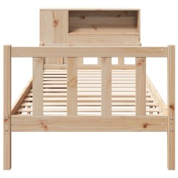 Lit bibliothèque sans matelas 90x190 cm bois de pin massif 