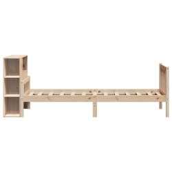 Lit bibliothèque sans matelas 90x190 cm bois de pin massif 