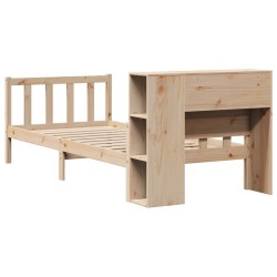 Lit bibliothèque sans matelas 90x190 cm bois de pin massif 