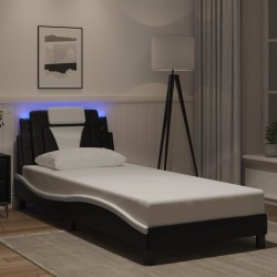Cadre de lit avec LED sans matelas noir et blanc 90x190 cm 