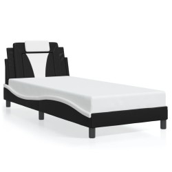 Cadre de lit avec LED sans matelas noir et blanc 90x190 cm 