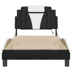 Cadre de lit avec LED sans matelas noir et blanc 90x190 cm 