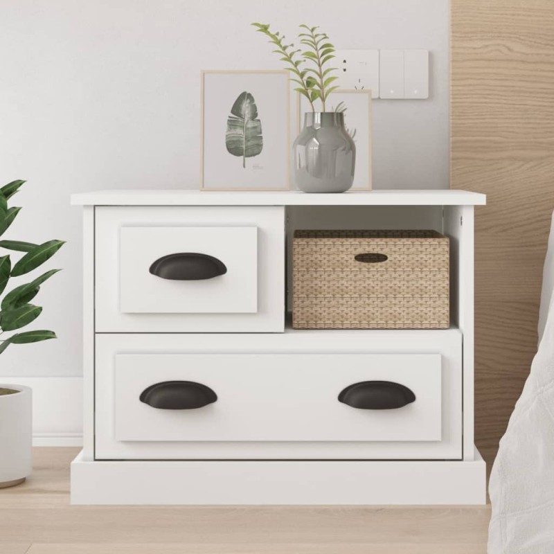 Table de chevet blanc 60x39x45 cm Table de chevet blanc 60x39x45 cm