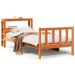 Cadre de lit avec tête de lit sans matelas cire marron 90x190cm 