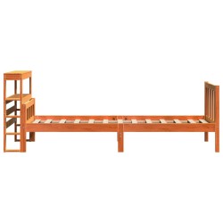 Cadre de lit avec tête de lit sans matelas cire marron 90x190cm 