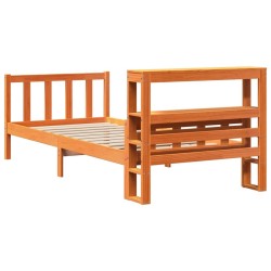 Cadre de lit avec tête de lit sans matelas cire marron 90x190cm 