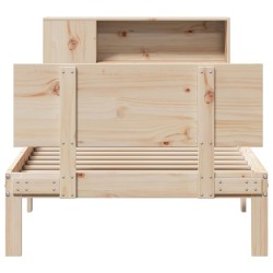 Lit bibliothèque sans matelas 75x190 cm bois de pin massif 