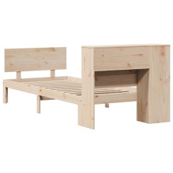 Lit bibliothèque sans matelas 75x190 cm bois de pin massif 