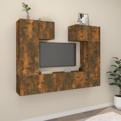 Ensemble de meubles TV 6 pcs Chêne fumé Bois d'ingénierie 