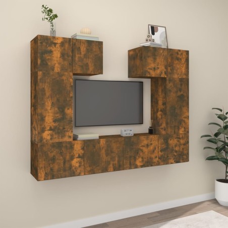 Ensemble de meubles TV 6 pcs Chêne fumé Bois d'ingénierie 