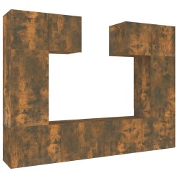 Ensemble de meubles TV 6 pcs Chêne fumé Bois d'ingénierie 