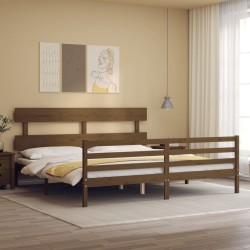 Cadre de lit sans matelas marron miel 200x200 cm bois massif 