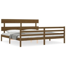 Cadre de lit sans matelas marron miel 200x200 cm bois massif 