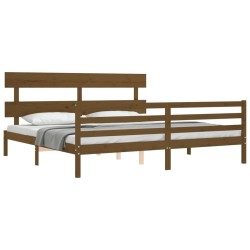 Cadre de lit sans matelas marron miel 200x200 cm bois massif 