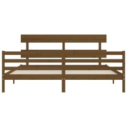 Cadre de lit sans matelas marron miel 200x200 cm bois massif 