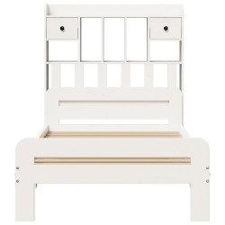 Lit bibliothèque sans matelas blanc 75x190cm bois de pin massif 