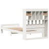 Lit bibliothèque sans matelas blanc 75x190cm bois de pin massif 