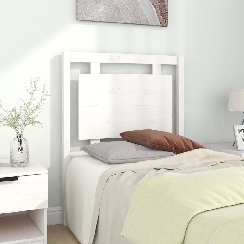 Tête de lit Blanc 80,5x4x100 cm Bois massif de pin Tête de lit Blanc 80,5x4x100 cm Bois massif de pin