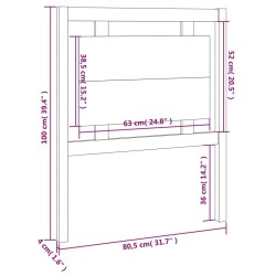 Tête de lit Blanc 80,5x4x100 cm Bois massif de pin 