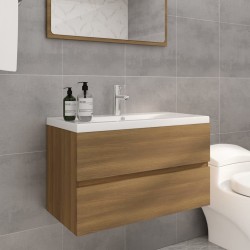 Meuble lavabo avec bassin intégré Chêne brun Bois d'ingénierie 