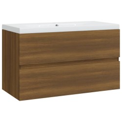 Meuble lavabo avec bassin intégré Chêne brun Bois d'ingénierie 