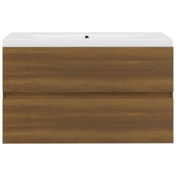 Meuble lavabo avec bassin intégré Chêne brun Bois d'ingénierie 