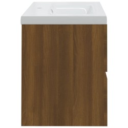 Meuble lavabo avec bassin intégré Chêne brun Bois d'ingénierie 