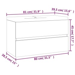 Meuble lavabo avec bassin intégré Chêne brun Bois d'ingénierie 