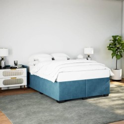 Cadre de lit sans matelas bleu 140x200 cm velours 