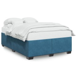 Cadre de lit sans matelas bleu 140x200 cm velours 