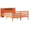 Lit bibliothèque sans matelas cire marron 120x190cm pin massif 
